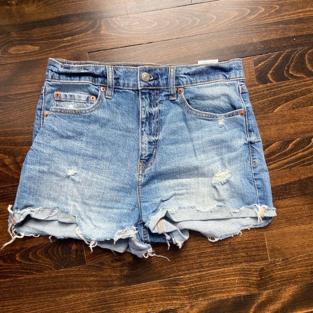 Daze Womens Denim Distressed Faded Hole Tough Love Blue Jean Shorts Size 27